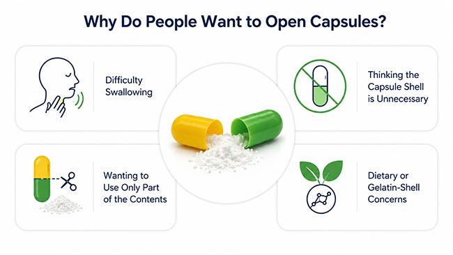 Four reasons people consider opening hard capsules